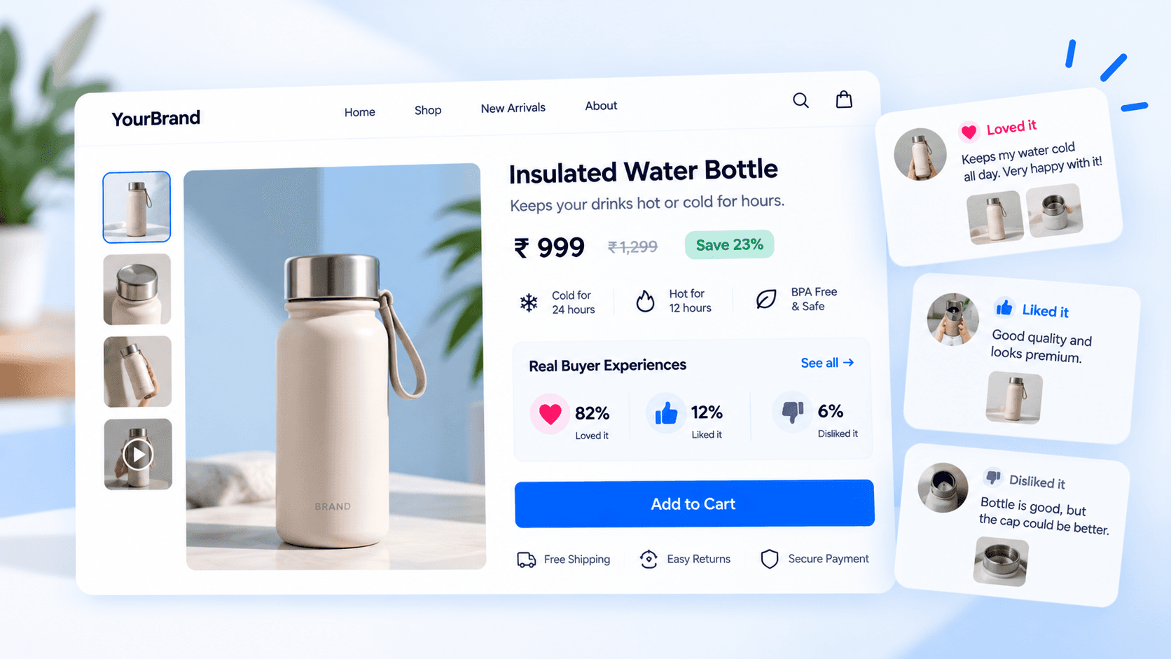 Ecommerce product page designed to build buyer trust and improve conversion