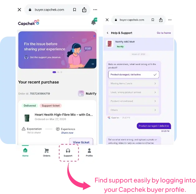 BuyerProof direct support interface